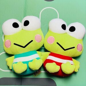 NWT Authentic 2025 Large Sanrio Green Corduroy Keroppi Duo Set 13” Plushie